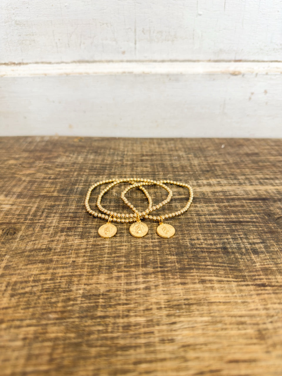 Classic Gold 3mm Bracelet - Protection Gold Disc