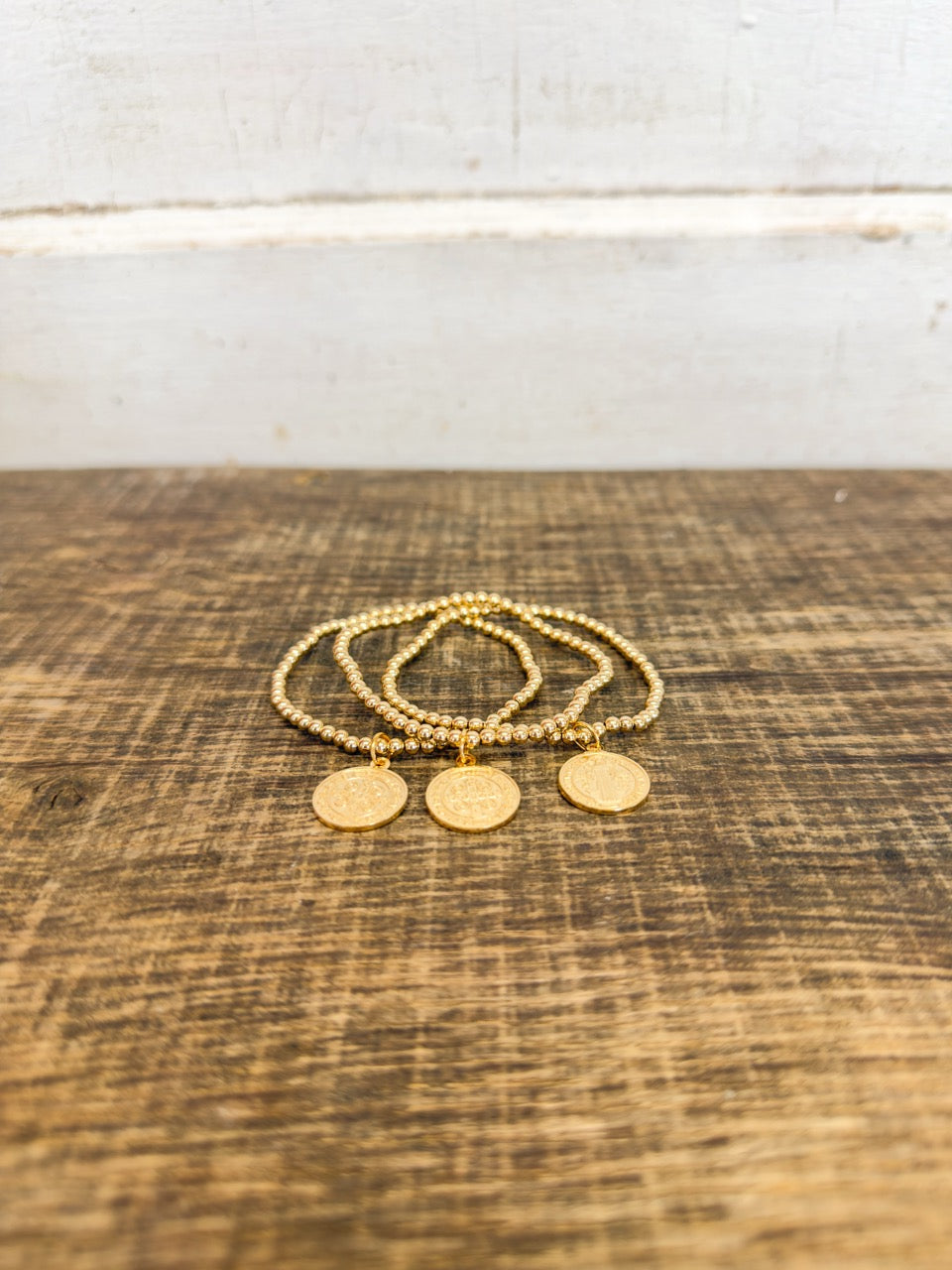 Classic Gold 3mm Bracelet - Blessing Gold Disc