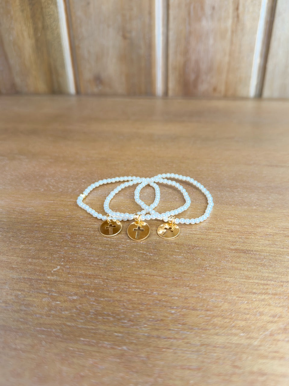 egirl Classic Pearl 3mm Bracelet - Blessed Gold Disc