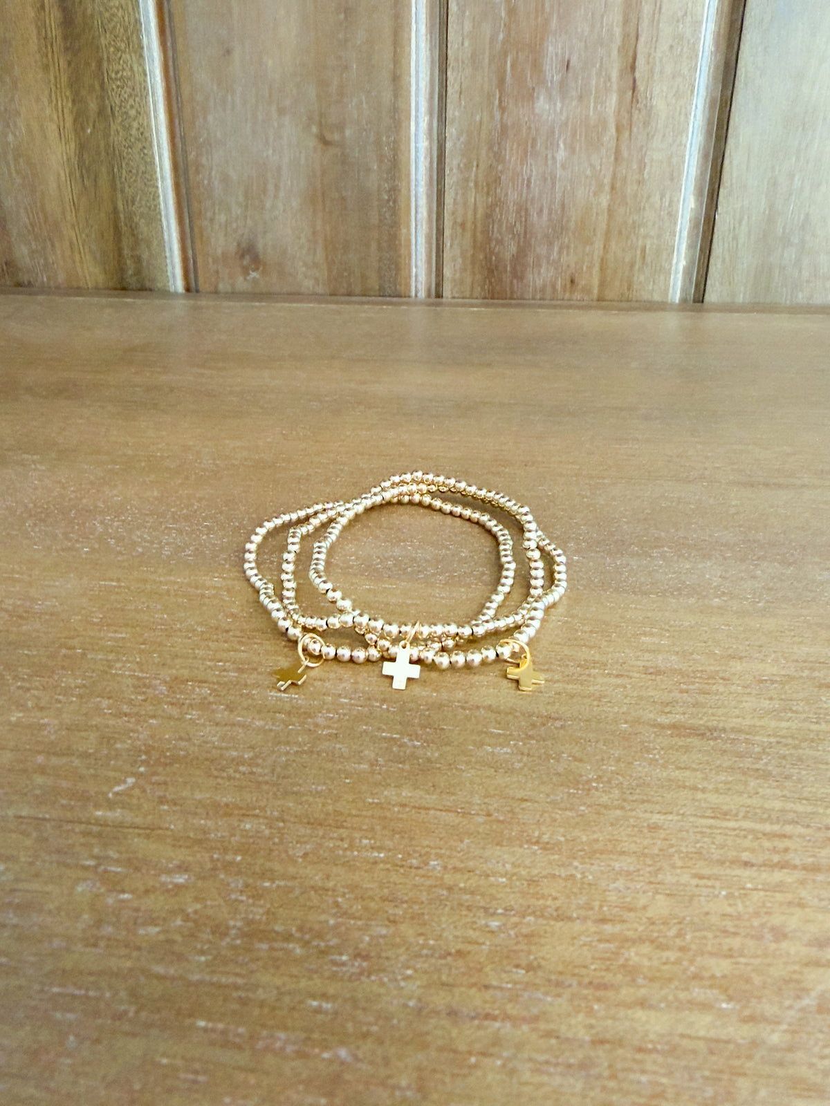 Extends Classic Gold 3mm Bracelet - Signature Cross Gold Charm