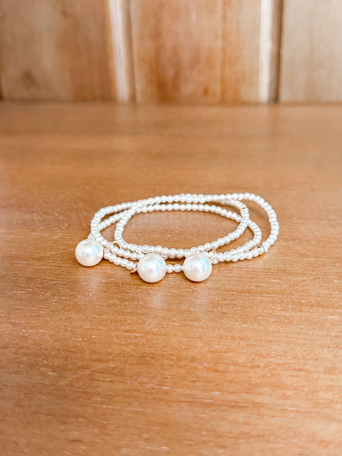 Classic Pearl 3mm Bracelet - Classic Pearl 10mm Charm