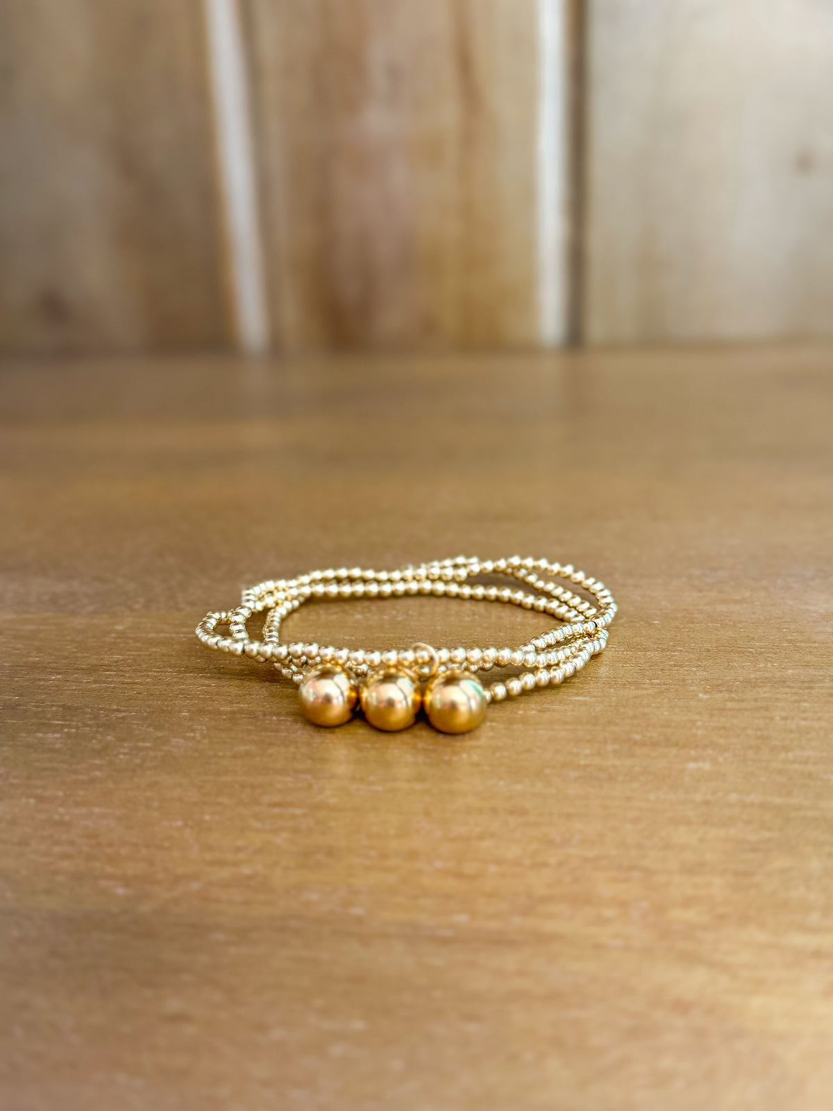 Classic Gold 3mm Bracelet - Classic Gold 10mm Charm