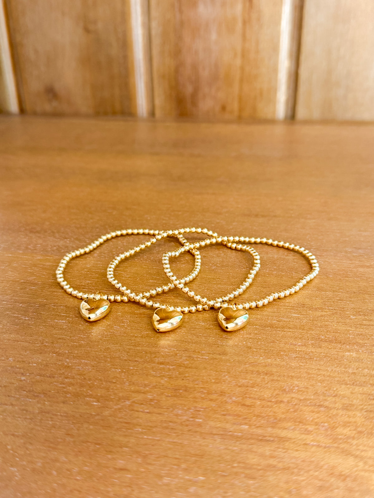 Classic Gold 3mm Bracelet - Love Plush Gold Charm