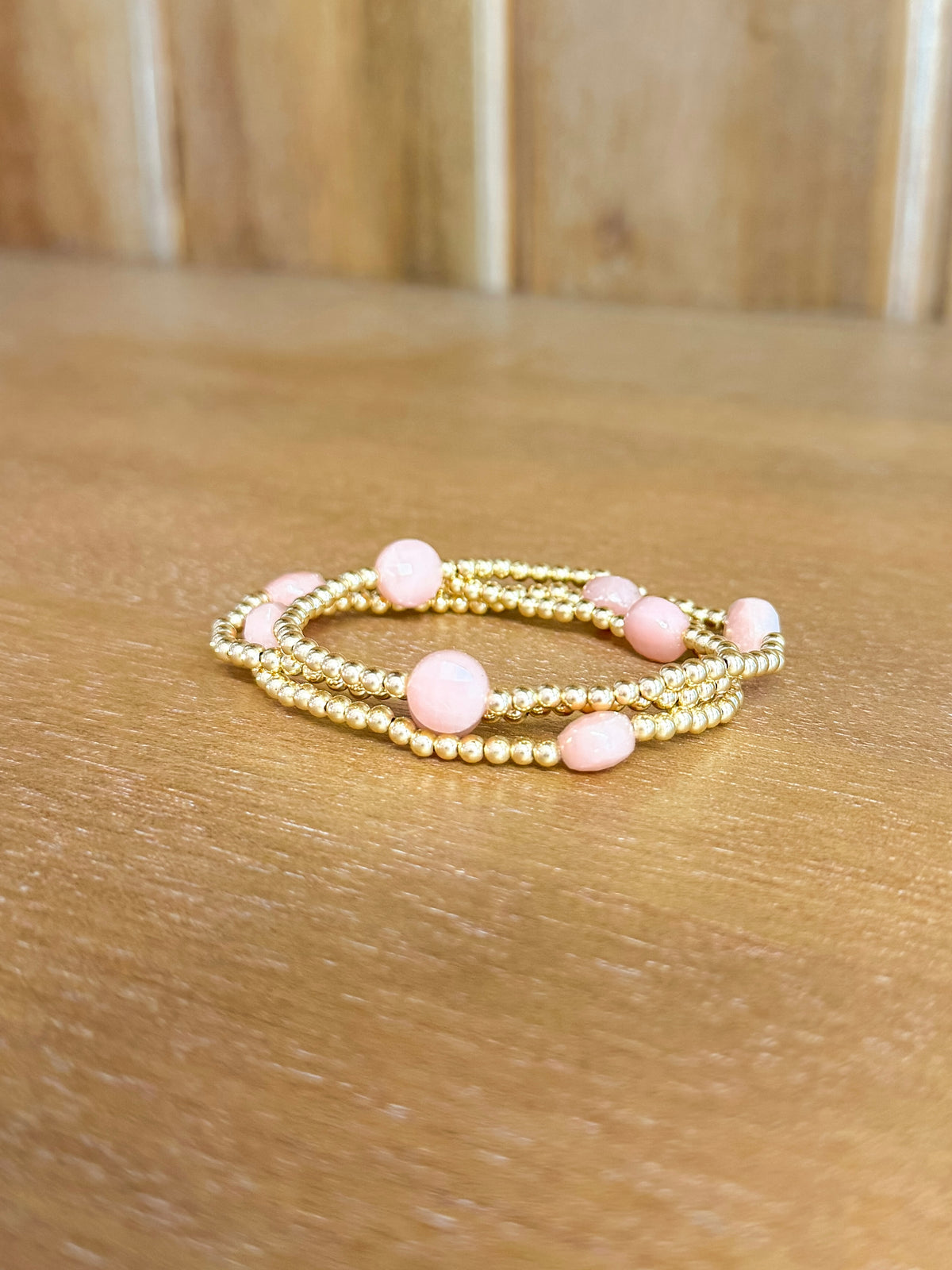 Admire Gem 3mm Gold Bracelet - Pink Opal