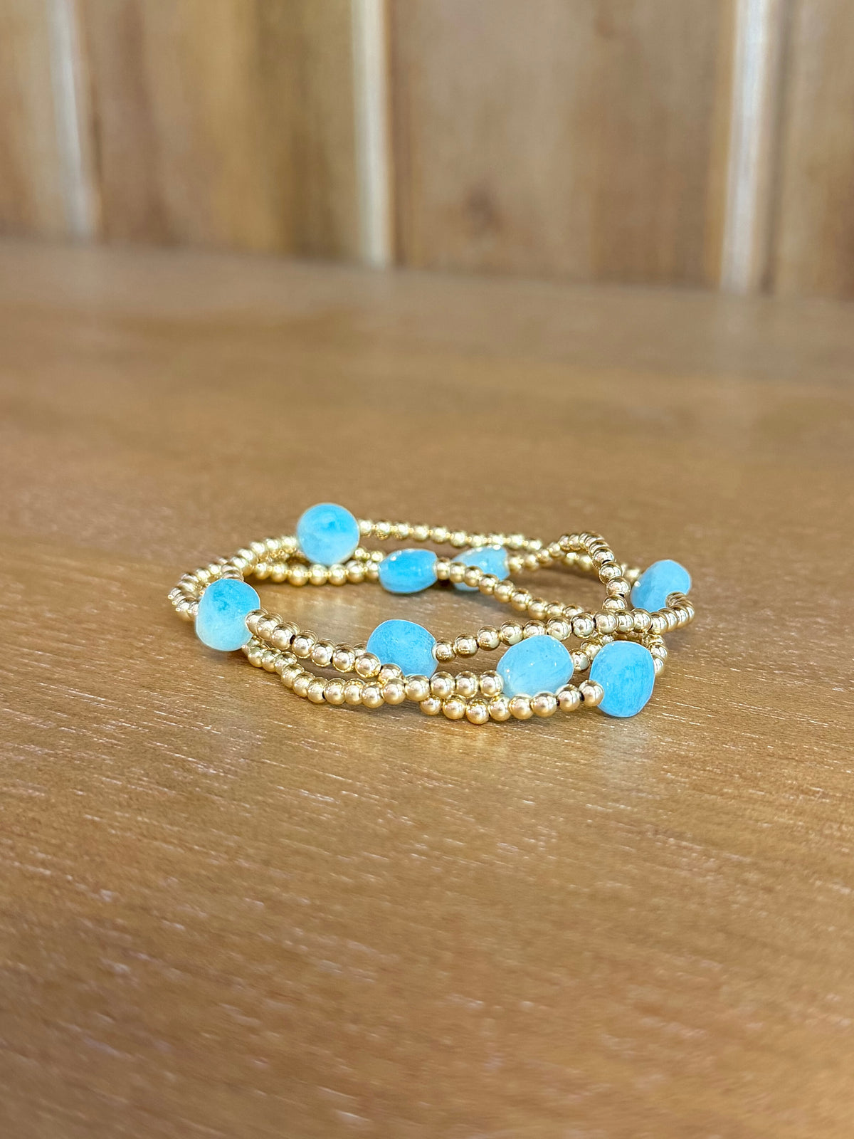 Admire Gem 3mm Gold Bracelet - Aquamarine