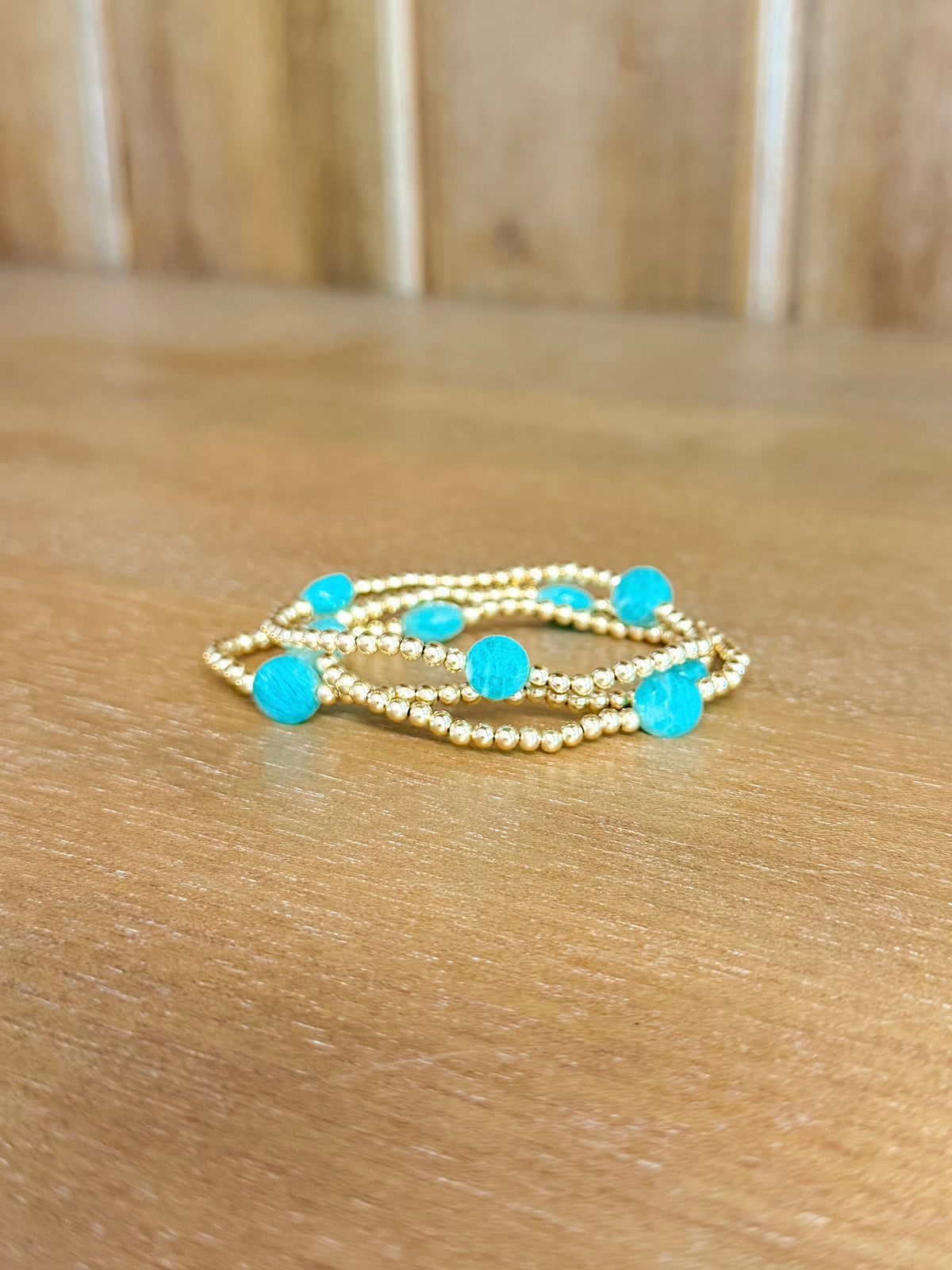 Admire Gem 3mm Gold Bracelet - Amazonite