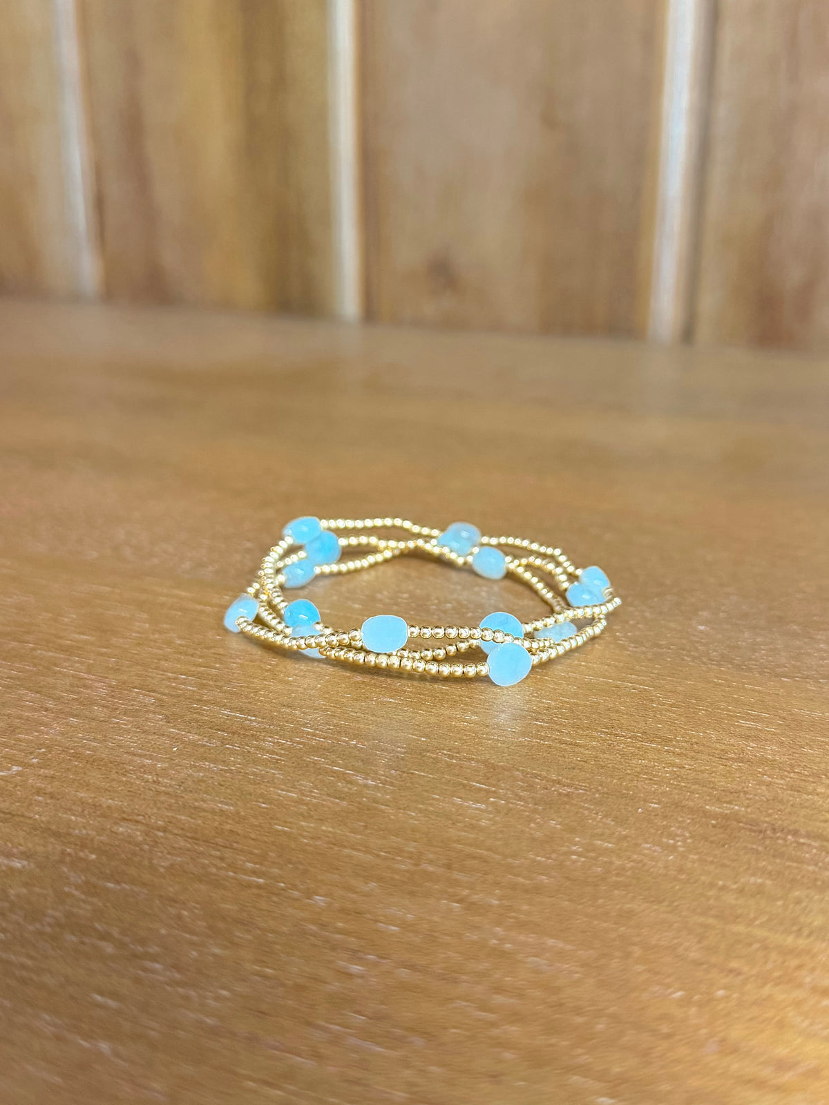 Admire Small Gem 2mm Gold Bracelet - Aquamarine
