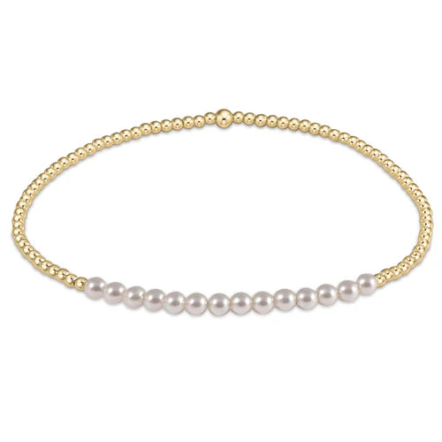 Classic Gold Beaded Bliss Bracelet - Pearl - 2mm