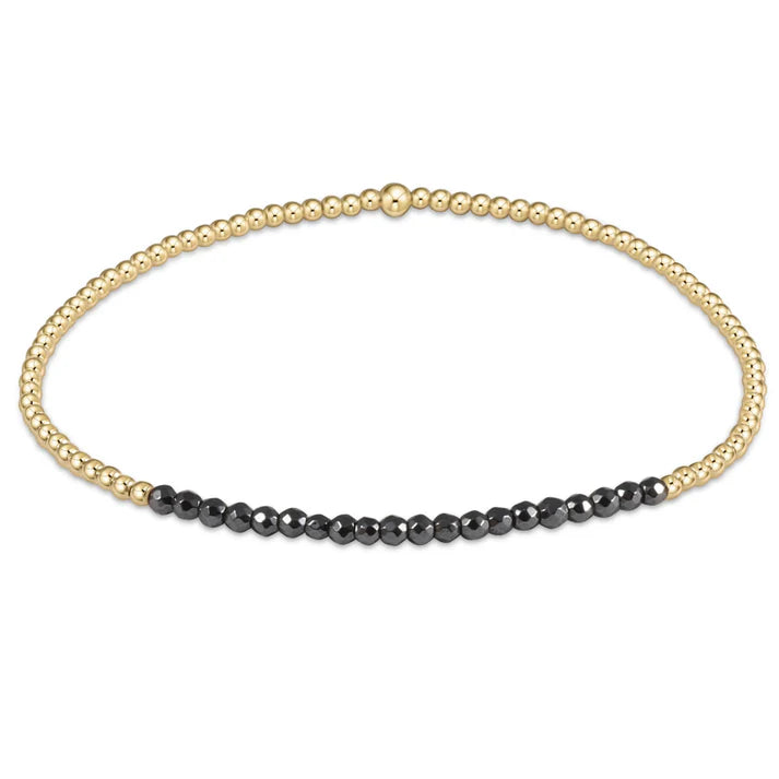 Bliss Gold 2mm Bracelet - Faceted Hematite