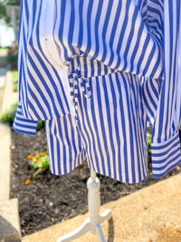 Navy and White Coastal Striped Drawstring Short