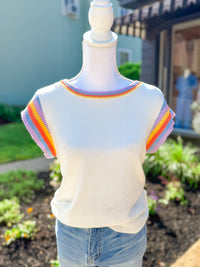 Cap Sleeve Crew Neck Sweater