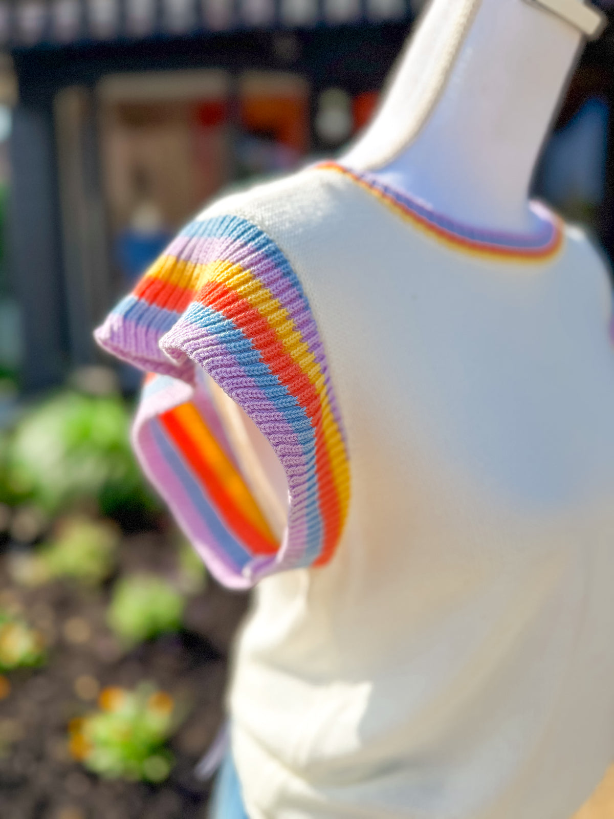 Cap Sleeve Crew Neck Sweater