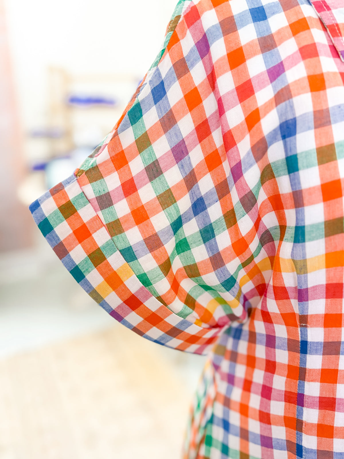 Short Sleeve Plaid Button Down Dress
