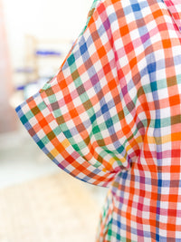Short Sleeve Plaid Button Down Dress