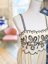 Embroidered Maxi Dress - Cream/Black