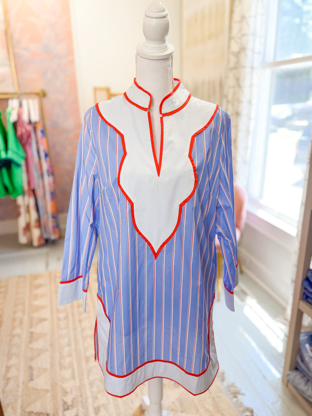 Long sleeve Striped V-Neck Dress