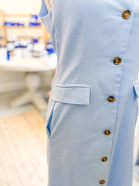 Sleeveless Button Down Midi Dress - Chambray