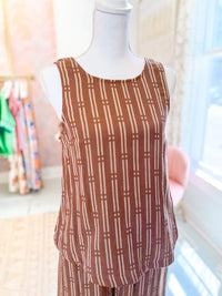 Printed Tank with Back Details - Brown