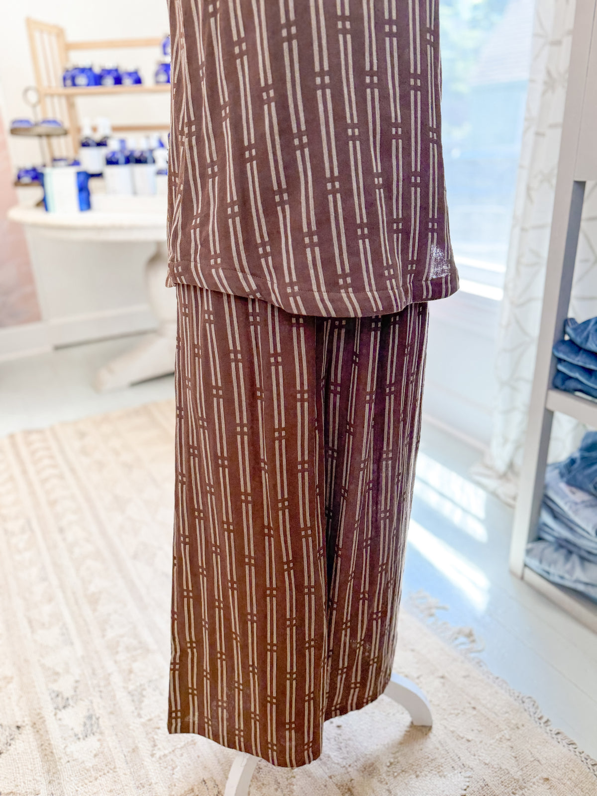 Printed Cropped Wide Leg - Brown
