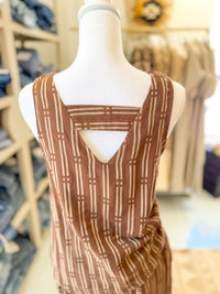 Printed Tank with Back Details - Brown