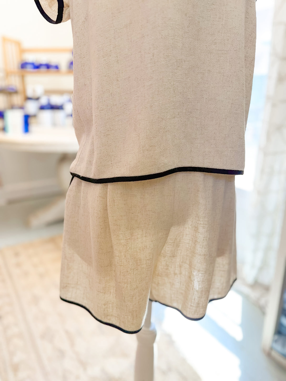 Oatmeal Shorts with Black Trim