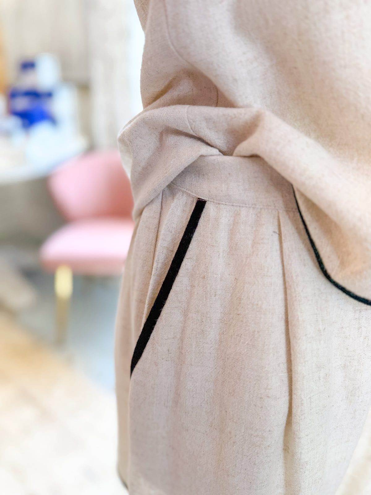 Oatmeal Shorts with Black Trim