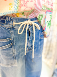 The Evelyn High Rise Drawstring Wide Leg Jean