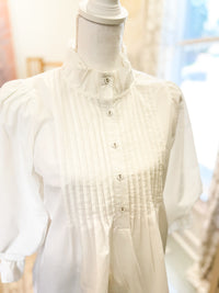 White Flowy Blouse with Puff Sleeve