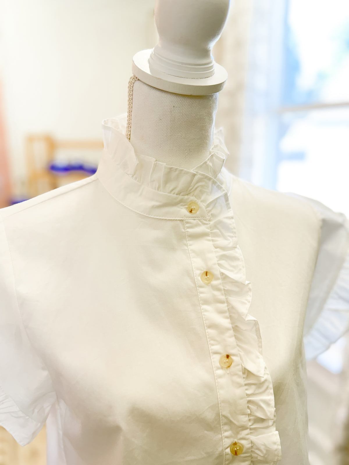 White Ruffle Collar Blouse