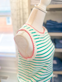 Striped Sleeveless Tank Sweater- Green