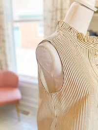 Ruffled Neck Sleeveless Shirt - Taupe