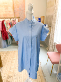 Chambray Blue Collared Shirt Dress
