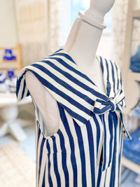Coastal Navy and White Stripe Dress with Tie Front Detail