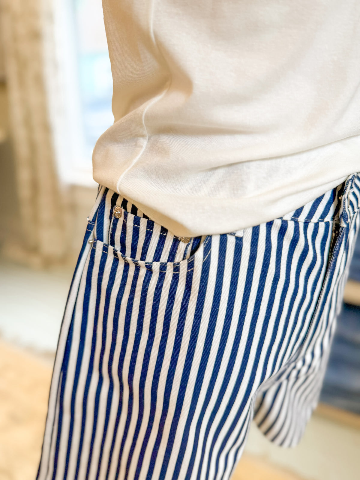 Easy Stripe Shorts - Navy