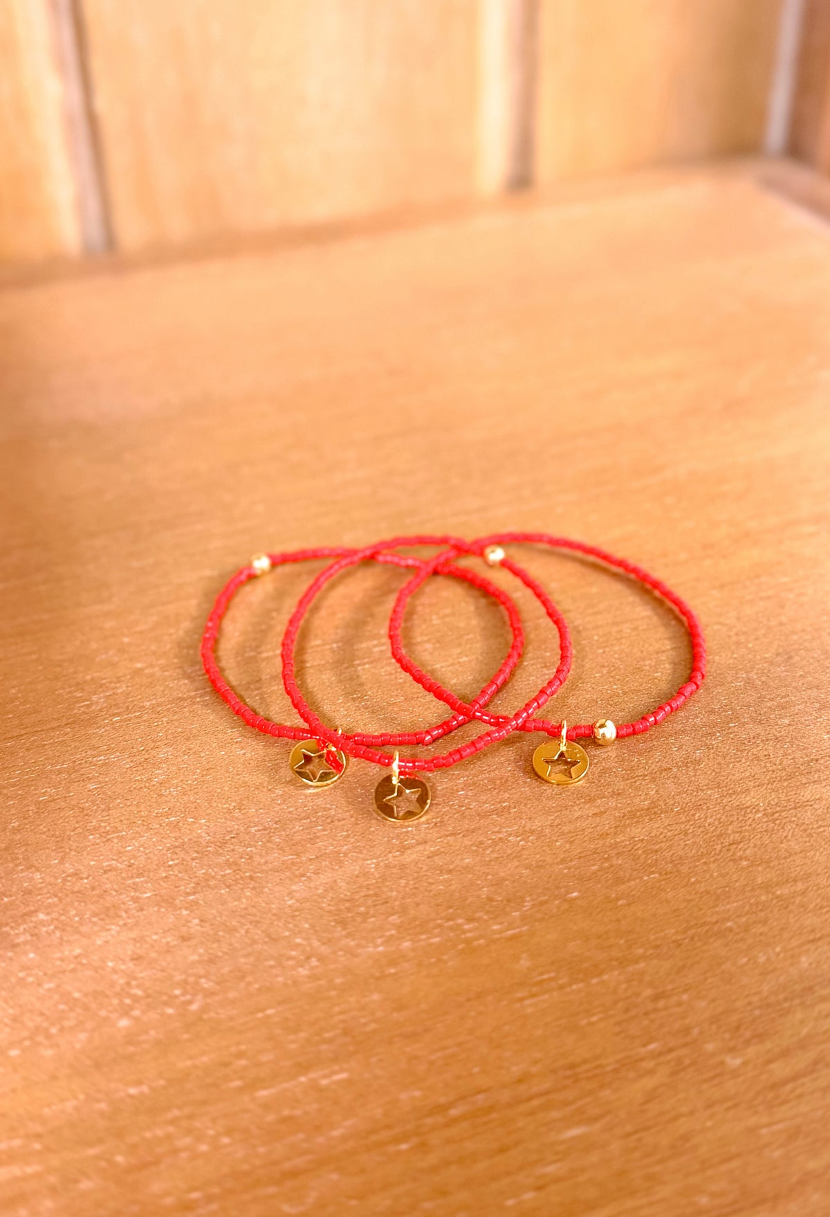 Hope Classic Bracelet - Bright Red  - Star Small Gold Disc