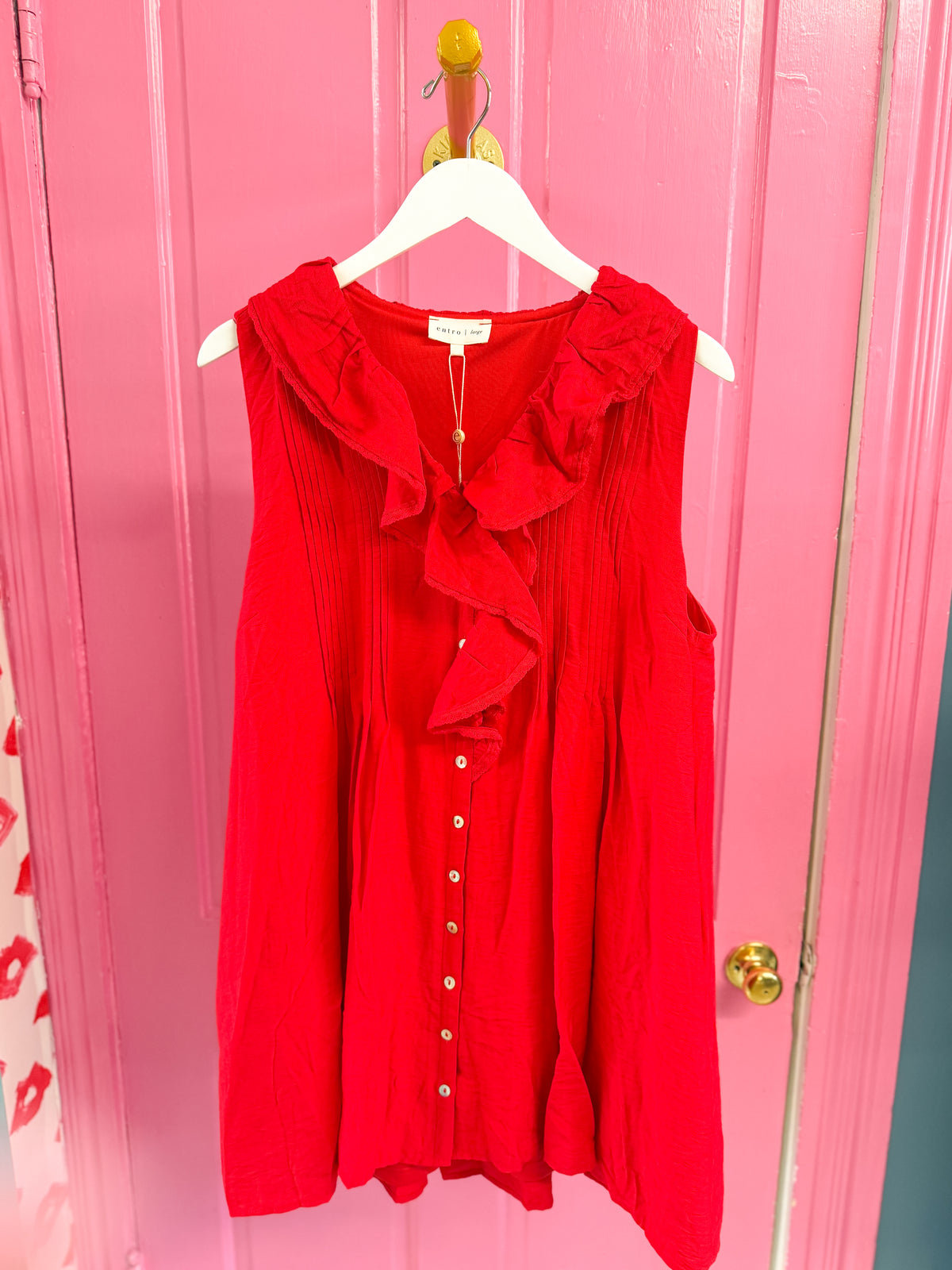 Ruffle Sleeve Dress - Red