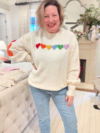 Mello. - Rainbow Heart Shaped Patch Sweater