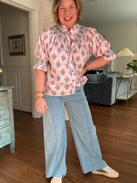 Playful Printed Popover Top