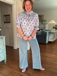 Playful Printed Popover Top