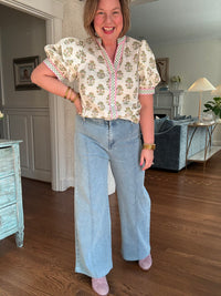 Puff Sleeve Button Up Blouse