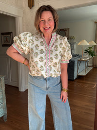 Puff Sleeve Button Up Blouse