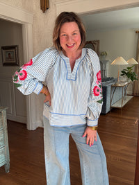 Embroidered Sleeve Blouse