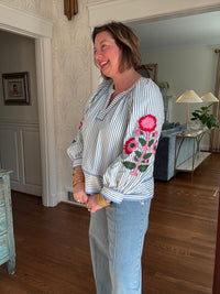 Embroidered Sleeve Blouse