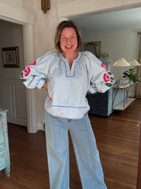 Embroidered Sleeve Blouse