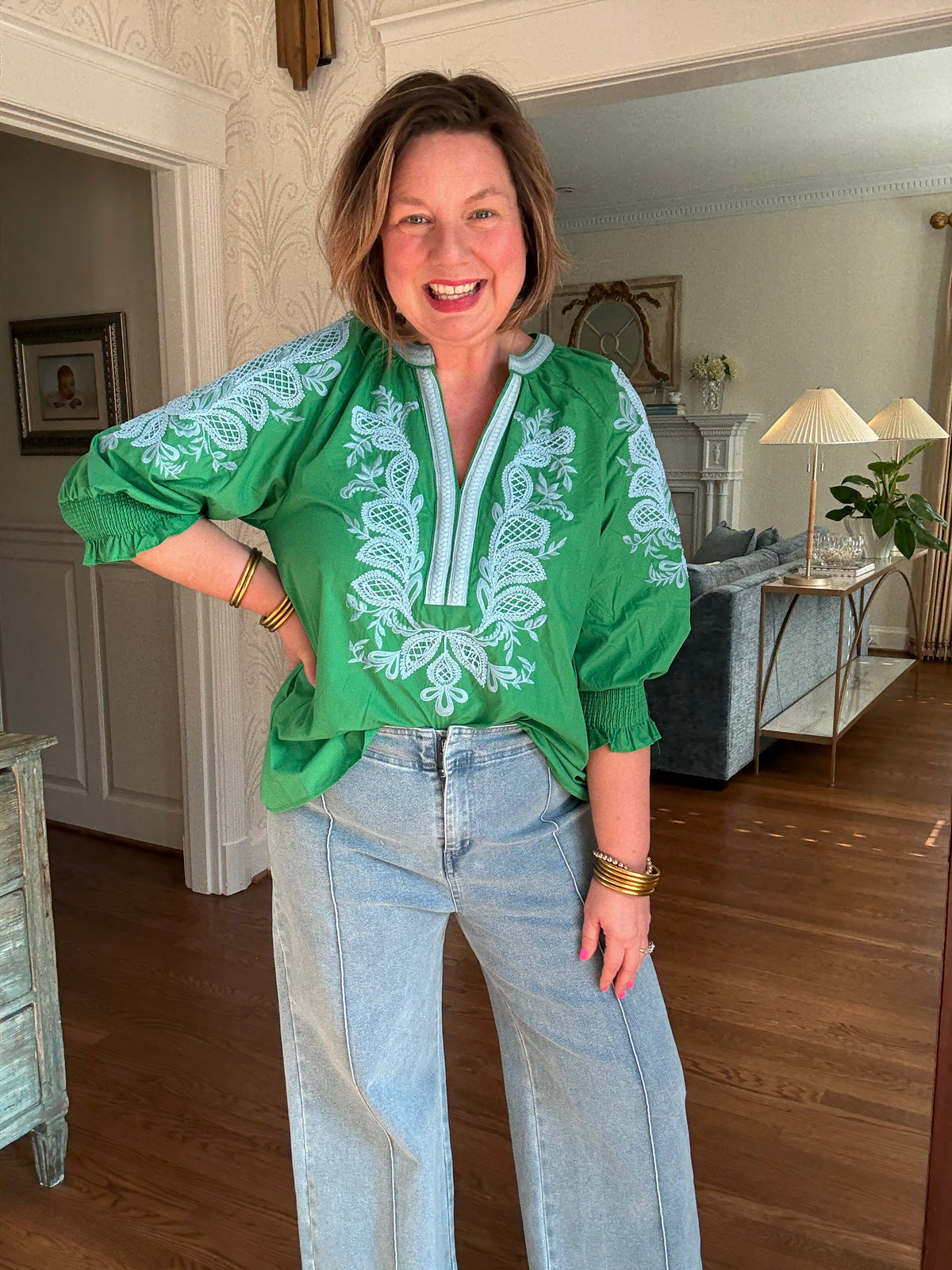 Embroidered Caftan Top