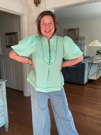 Gingham Puff Sleeve Top