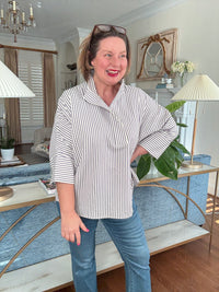 Striped Button-Down Tunic