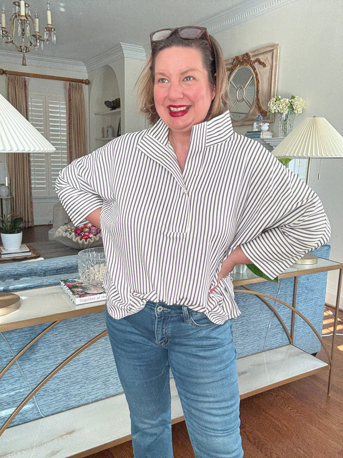 Striped Button-Down Tunic