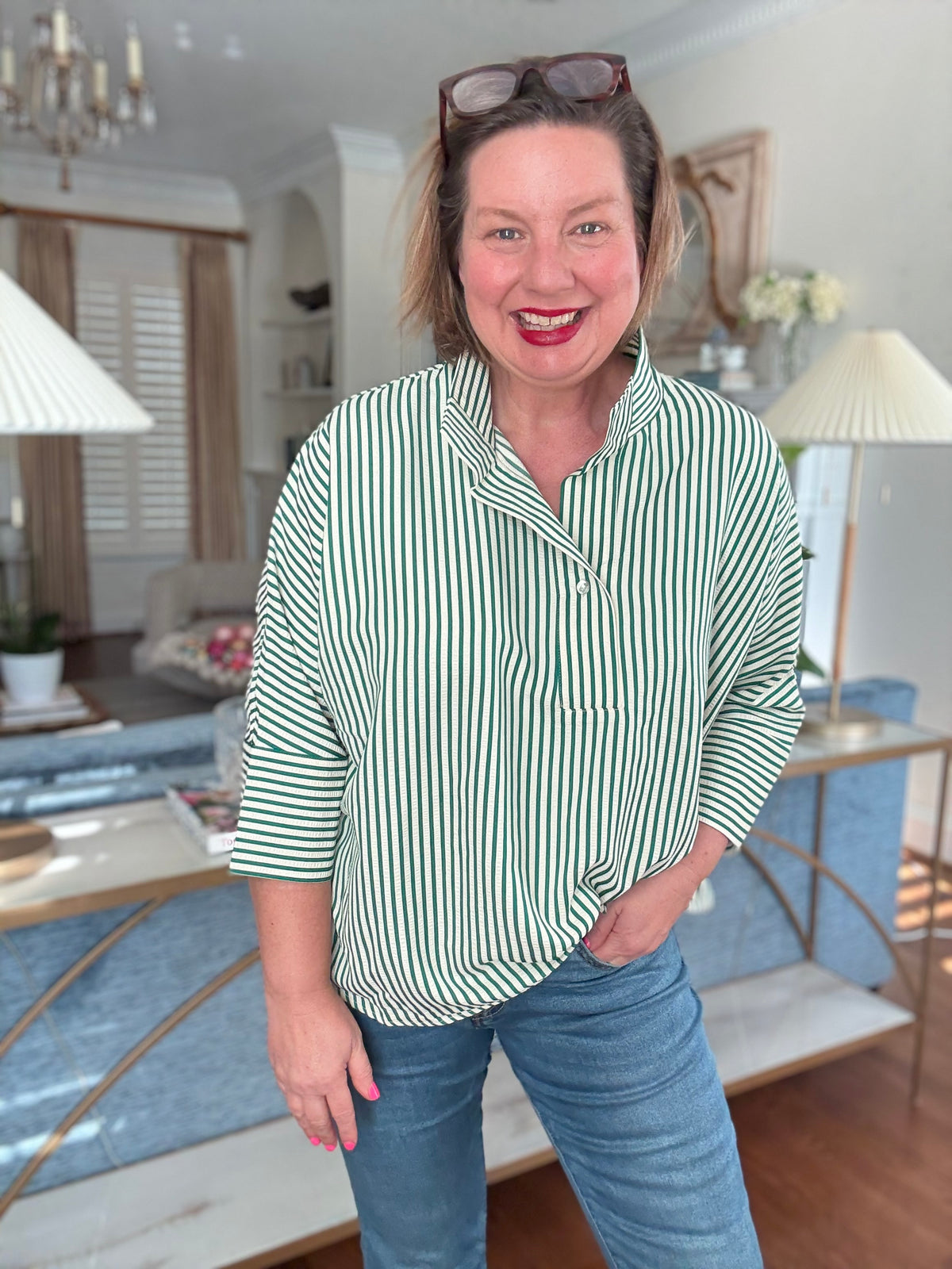 Striped Button-Down Tunic