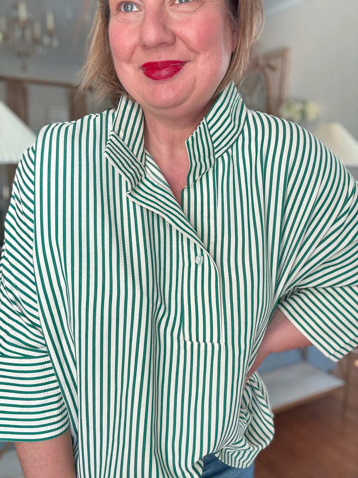 Striped Button-Down Tunic